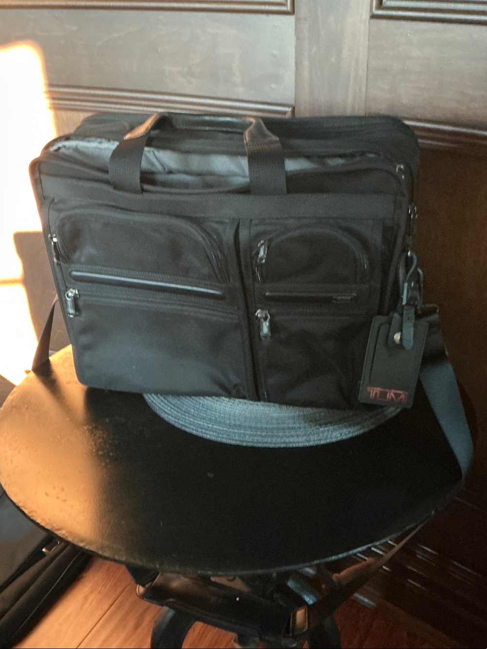 Tumi Black Nylon Laptop Briefcase with Front Pockets